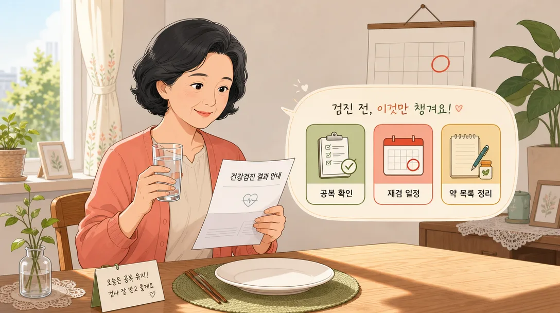 LDL HDL 차이 확인 전 공복과 재검 일정을 점검하는 장면